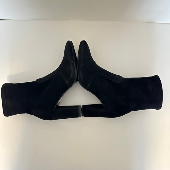 NEW Dune London Opticals Black Suede High Heels Stretch Women's Ankle Bootie S 7 - Picture 6 of 11